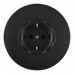 Розетка круглая с заземлением, шторками, рамкой однопостовой Arte Milano SET08-1-40-1 black от ImperiumLoft