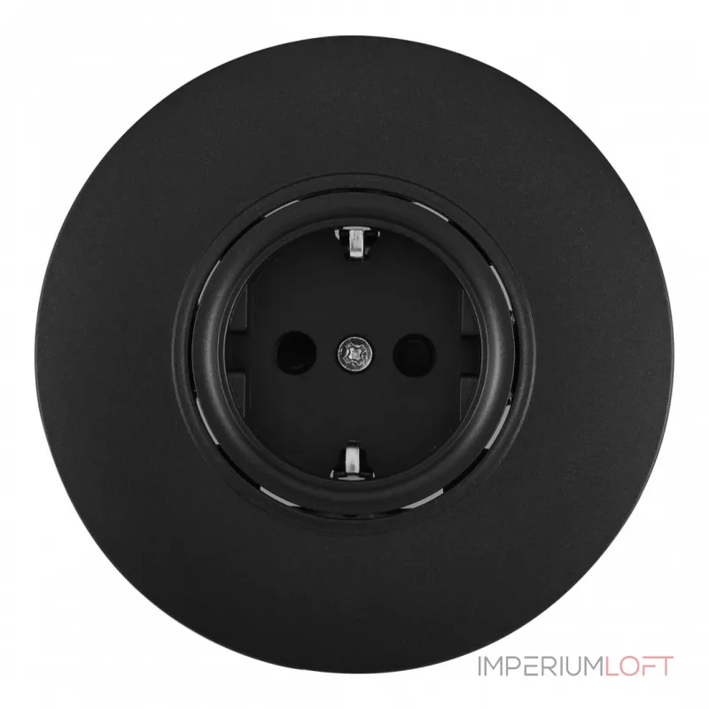 Розетка круглая с заземлением, шторками, рамкой однопостовой Arte Milano SET08-1-40-1 black от ImperiumLoft Розетка круглая с заземлением, шторками, рамкой однопостовой Arte Milano SET08-1-40-1 black от ImperiumLoft
