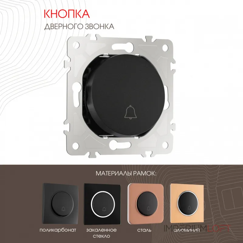 Кнопка дверного звонка, 10A 250V 202.36-1.black от ImperiumLoft