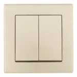 Выключатель двухклавишный с рамкой Arte Milano SET06-1-30-2 shampan от ImperiumLoft