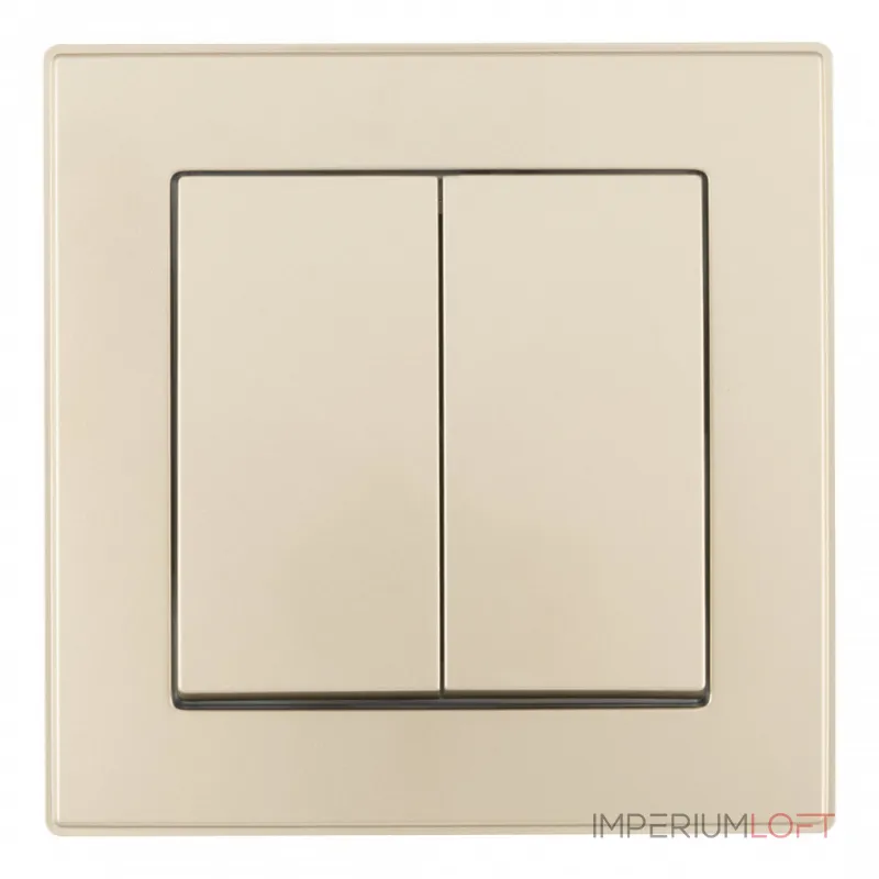 Выключатель двухклавишный с рамкой Arte Milano SET06-1-30-2 shampan от ImperiumLoft