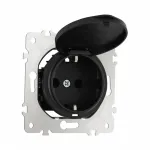 Розетка с заземлением, шторками и защитной крышкой, 16A 250V 202.41-1.black от ImperiumLoft