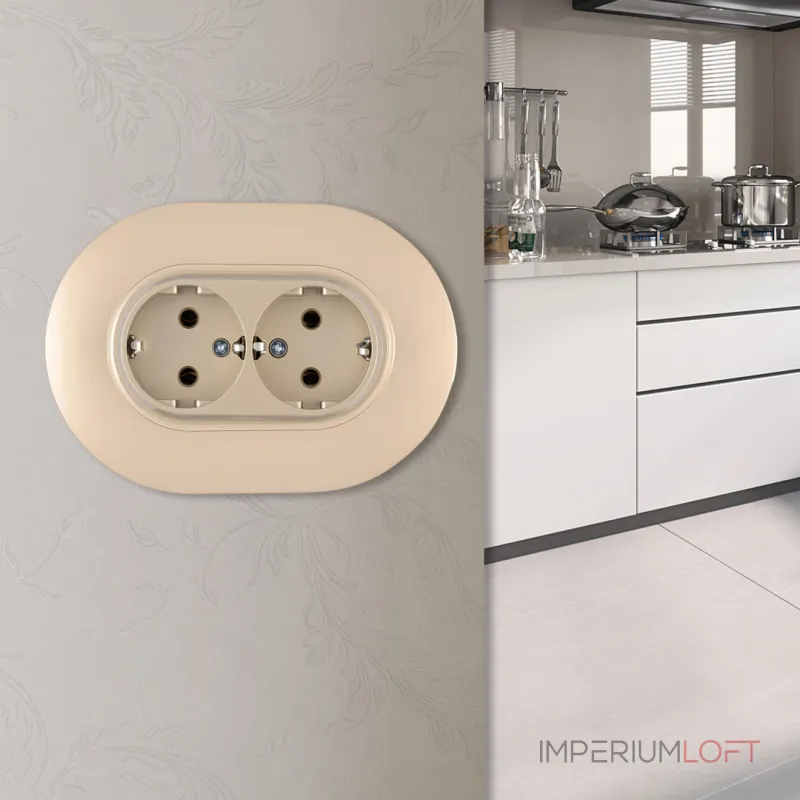 Круглая розетка двойная с заземлением и шторками Arte Milano SET08-double-40-2 shampan от ImperiumLoft Круглая розетка двойная с заземлением и шторками Arte Milano SET08-double-40-2 shampan от ImperiumLoft