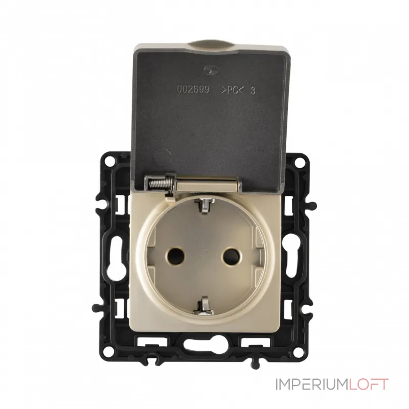 Розетка с заземлением, шторками и защитной крышкой, 16A 250V 217.41-1.shampan от ImperiumLoft