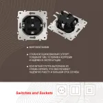 Розетка круглая с заземлением, шторками, рамкой однопостовой Arte Milano SET08-1-40-1 black от ImperiumLoft