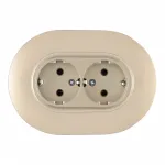 Круглая розетка двойная с заземлением и шторками Arte Milano SET08-double-40-2 shampan от ImperiumLoft