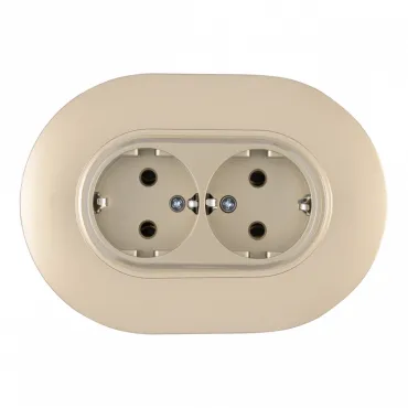 Круглая розетка двойная с заземлением и шторками Arte Milano SET08-double-40-2 shampan Круглая розетка двойная с заземлением и шторками Arte Milano SET08-double-40-2 shampan