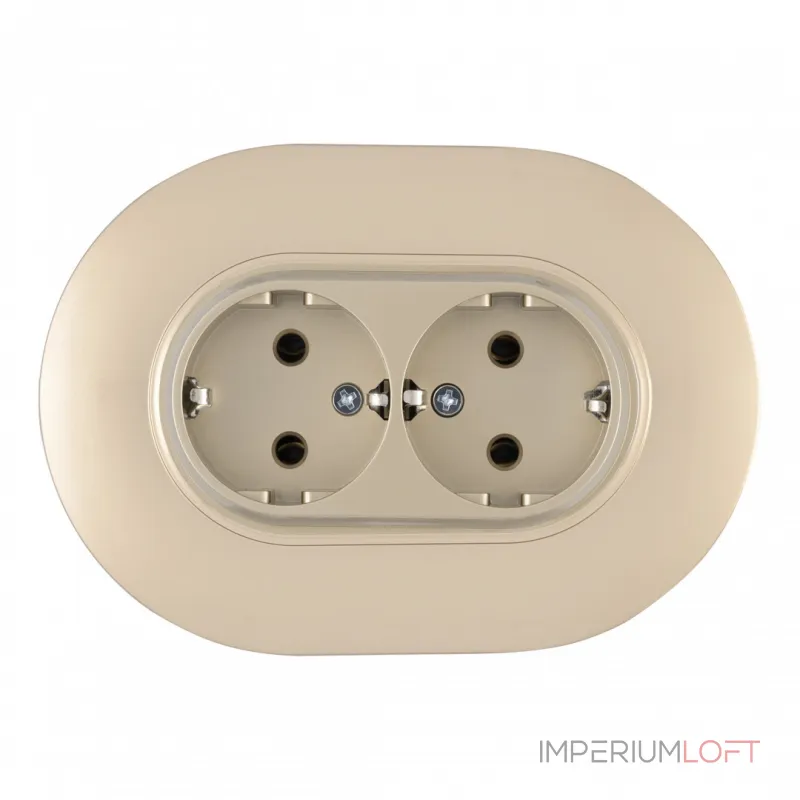 Круглая розетка двойная с заземлением и шторками Arte Milano SET08-double-40-2 shampan от ImperiumLoft Круглая розетка двойная с заземлением и шторками Arte Milano SET08-double-40-2 shampan от ImperiumLoft