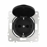 Розетка с заземлением, шторками и защитной крышкой, 16A 250V 202.41-1.black от ImperiumLoft