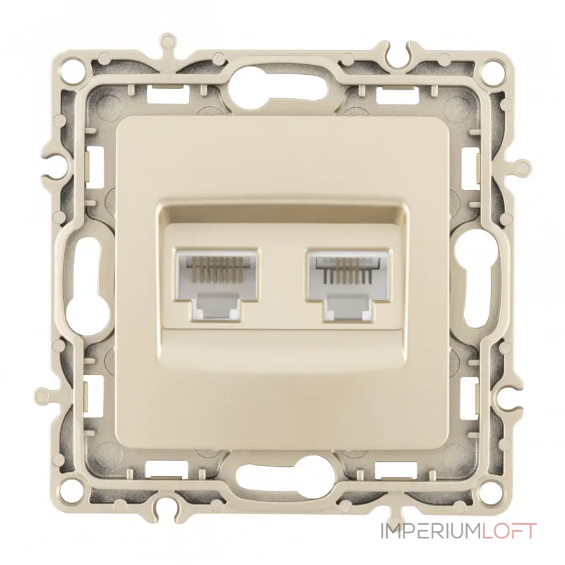 Розетка телефонная RJ11 + компьютерная RJ45 217.44-1.shampan от ImperiumLoft Розетка телефонная RJ11 + компьютерная RJ45 217.44-1.shampan от ImperiumLoft