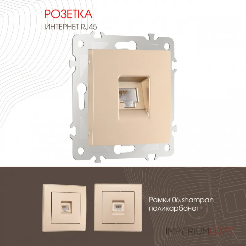 Розетка интернет, RJ45 206.45-1.shampan от ImperiumLoft