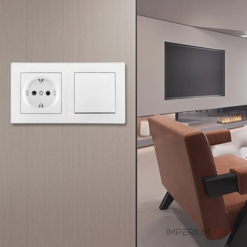 Выключатель одноклавишный с розеткой, заземлением, шторками Arte Milano SET16-2-40-1-30-1 white от ImperiumLoft Выключатель одноклавишный с розеткой, заземлением, шторками Arte Milano SET16-2-40-1-30-1 white от ImperiumLoft