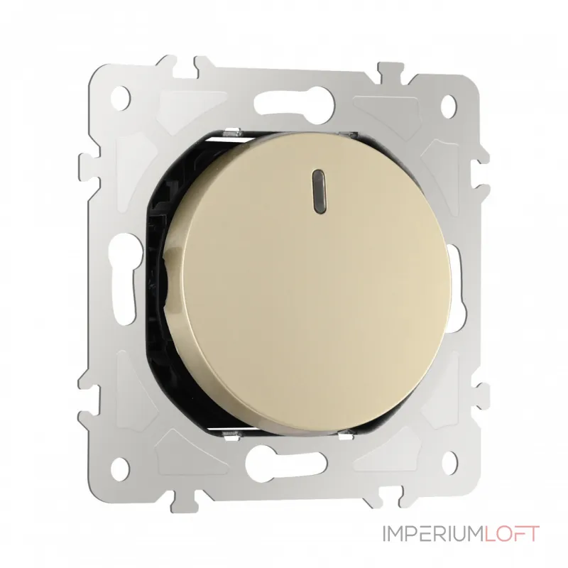 Выключатель одноклавишный проходной (на 2 направления) с подсветкой, 10AX 250V 202.33-1.shampan от ImperiumLoft