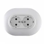 Круглая розетка двойная с заземлением и шторками Arte Milano SET08-double-40-2 silver от ImperiumLoft