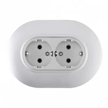 Круглая розетка двойная с заземлением и шторками Arte Milano SET08-double-40-2 silver