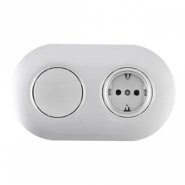 Выключатель круглый одноклавишный с розеткой, заземлением, шторками Arte Milano SET08-2-40-1-30-1 silver