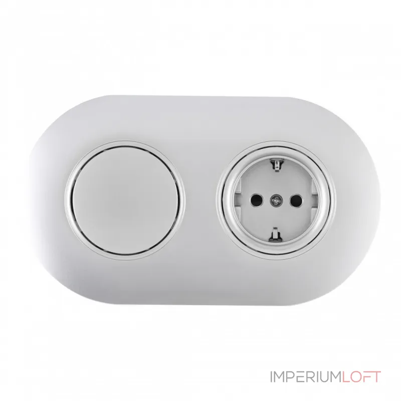 Выключатель круглый одноклавишный с розеткой, заземлением, шторками Arte Milano SET08-2-40-1-30-1 silver от ImperiumLoft Выключатель круглый одноклавишный с розеткой, заземлением, шторками Arte Milano SET08-2-40-1-30-1 silver от ImperiumLoft