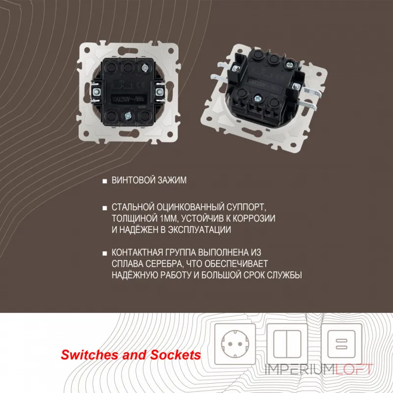 Кнопка дверного звонка, 10A 250V 203.36-1.white от ImperiumLoft