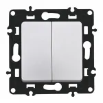 Выключатель двухклавишный проходной (на 2 направления), 10AX 250V 217.32-2.silver от ImperiumLoft