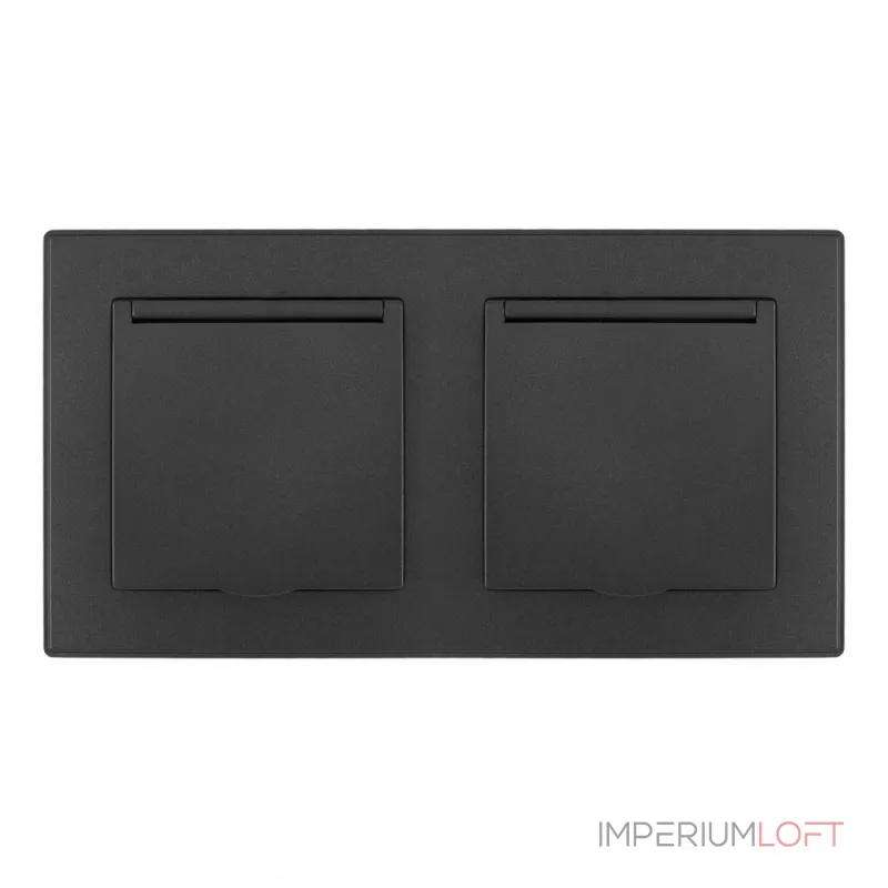 Розетка двойная (двухпостовая) с заземлением Arte Milano SET06-2-41-1x2 black от ImperiumLoft