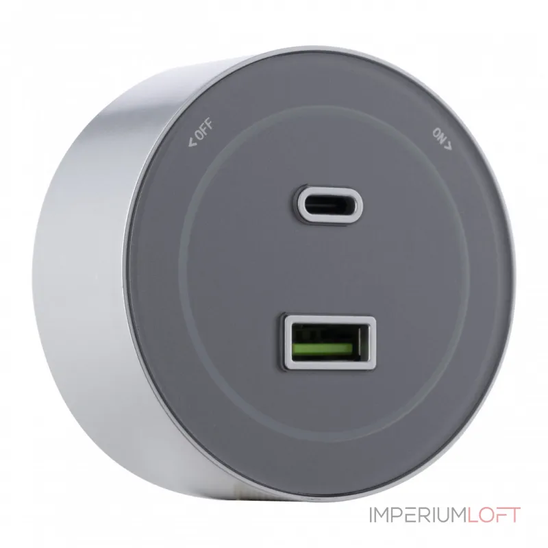 Трековая розетка, 3.1A 250V 399732TS/USB-Type-C Grey от ImperiumLoft