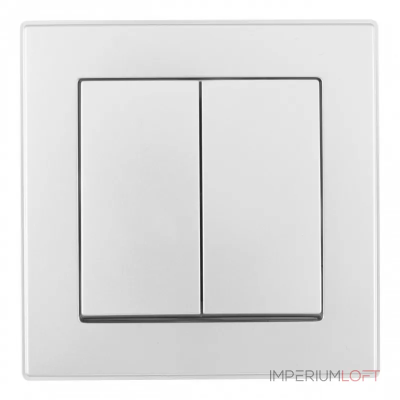 Выключатель двухклавишный с рамкой Arte Milano SET06-1-30-2 silver от ImperiumLoft