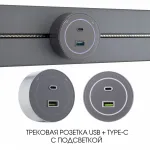 Трековая розетка, 3.1A 250V 399732TS/USB-Type-C Grey от ImperiumLoft
