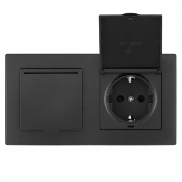 Розетка двойная (двухпостовая) с заземлением Arte Milano SET06-2-41-1x2 black