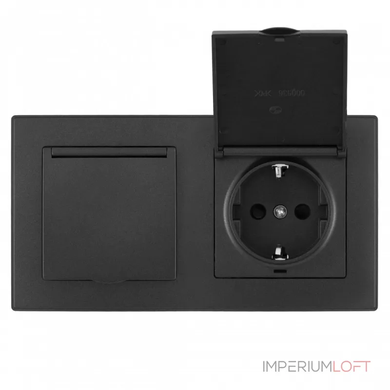 Розетка двойная (двухпостовая) с заземлением Arte Milano SET06-2-41-1x2 black от ImperiumLoft