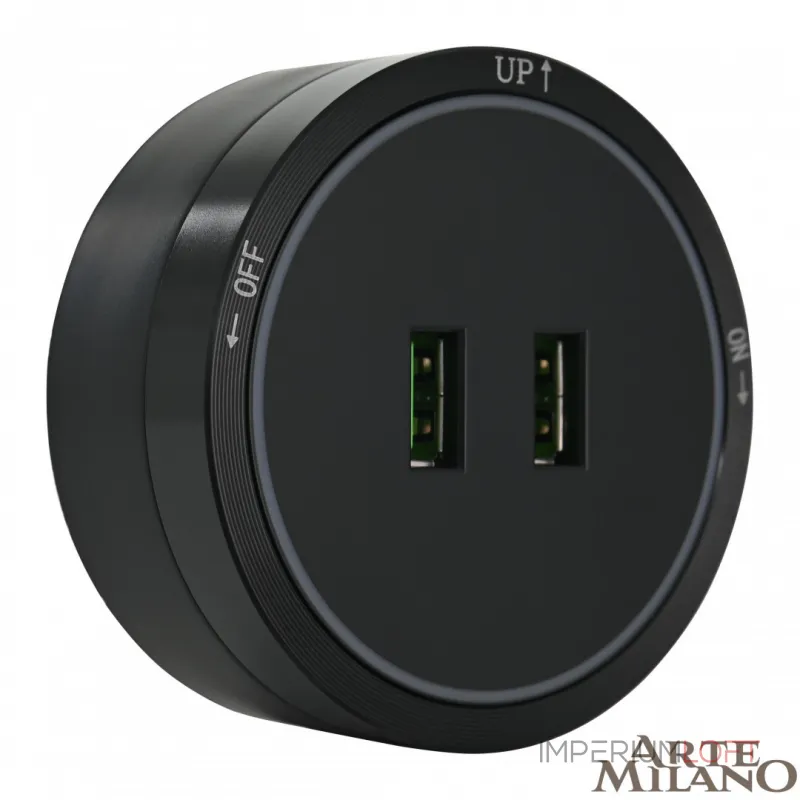 Трековая розетка, 2.1A 250V 380066TS LED/USBx2 Black от ImperiumLoft