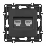 Розетка телефонная RJ11 + компьютерная RJ45 217.44-1.black от ImperiumLoft