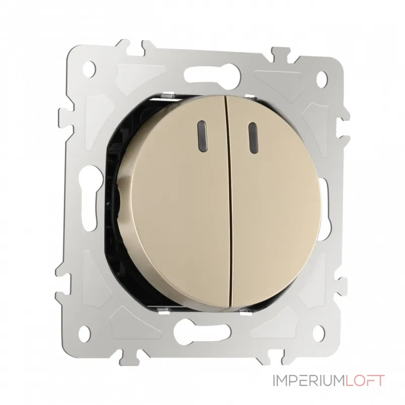 Выключатель двухклавишный проходной (на 2 направления) с подсветкой, 10AX 250V 202.33-2.shampan от ImperiumLoft Выключатель двухклавишный проходной (на 2 направления) с подсветкой, 10AX 250V 202.33-2.shampan от ImperiumLoft