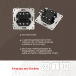 Выключатель двухклавишный проходной (на 2 направления) с подсветкой, 10AX 250V 202.33-2.shampan от ImperiumLoft