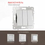 Выключатель трёхклавишный, 10AX 250V 203.30-3.silver от ImperiumLoft