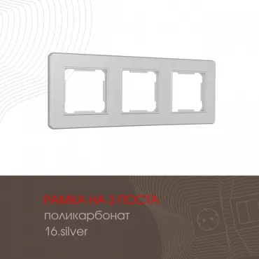 Рамка из поликарбоната на 3 поста 502.16-3.silver Рамка из поликарбоната на 3 поста 502.16-3.silver
