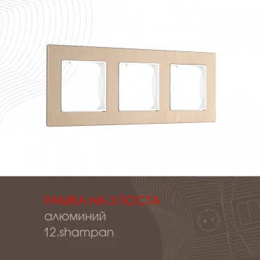 Рамка из алюминия на 3 поста 503.12-3.shampan Рамка из алюминия на 3 поста 503.12-3.shampan