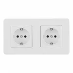 Розетка двойная (двухпостовая) с заземлением и шторками Arte Milano SET16-2-40-1x2 white от ImperiumLoft