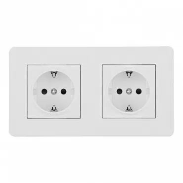 Розетка двойная (двухпостовая) с заземлением и шторками Arte Milano SET16-2-40-1x2 white