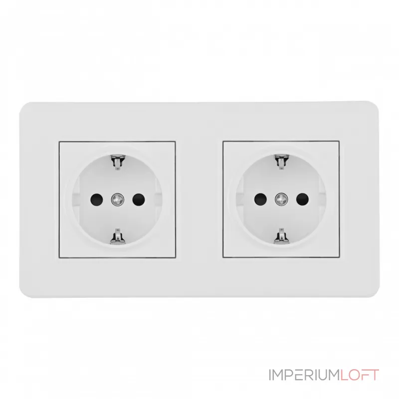 Розетка двойная (двухпостовая) с заземлением и шторками Arte Milano SET16-2-40-1x2 white от ImperiumLoft Розетка двойная (двухпостовая) с заземлением и шторками Arte Milano SET16-2-40-1x2 white от ImperiumLoft