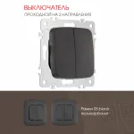 Выключатель двухклавишный проходной (на 2 направления), 10AX 250V 205.32-2.black от ImperiumLoft