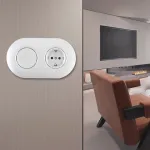 Выключатель круглый одноклавишный с розеткой, заземлением, шторками Arte Milano SET08-2-40-1-30-1 white от ImperiumLoft