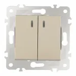 Выключатель двухклавишный с подсветкой, 10AX 250V 203.31-2.shampan от ImperiumLoft