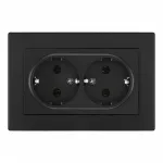 Розетка двойная с заземлением и шторками Arte Milano SET06-double-40-2 black от ImperiumLoft