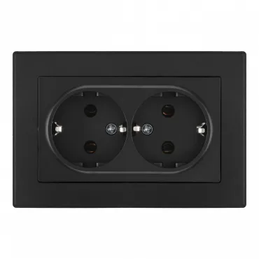 Розетка двойная с заземлением и шторками Arte Milano SET06-double-40-2 black
