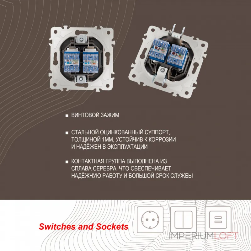Розетка интернет RJ45 х 2 203.45-2.shampan от ImperiumLoft