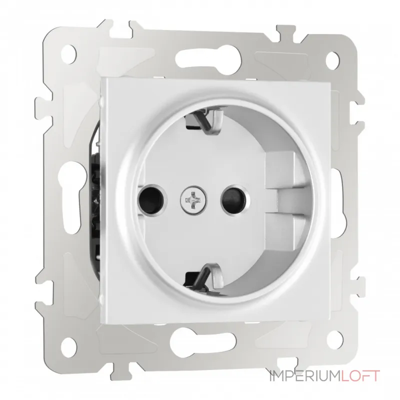 Розетка с заземлением и шторками, 16A 250V 203.40-1.silver от ImperiumLoft