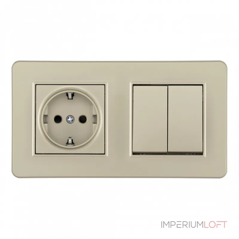 Выключатель двухклавишный с розеткой, заземлением, шторками Arte Milano SET16-2-40-1-30-2 shampan от ImperiumLoft Выключатель двухклавишный с розеткой, заземлением, шторками Arte Milano SET16-2-40-1-30-2 shampan от ImperiumLoft