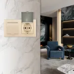 Розетка двойная (двухпостовая) с заземлением Arte Milano SET06-2-41-1x2 shampan от ImperiumLoft