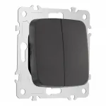 Выключатель двухклавишный проходной (на 2 направления), 10AX 250V 205.32-2.black от ImperiumLoft