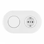 Выключатель круглый одноклавишный с розеткой, заземлением, шторками Arte Milano SET08-2-40-1-30-1 white от ImperiumLoft